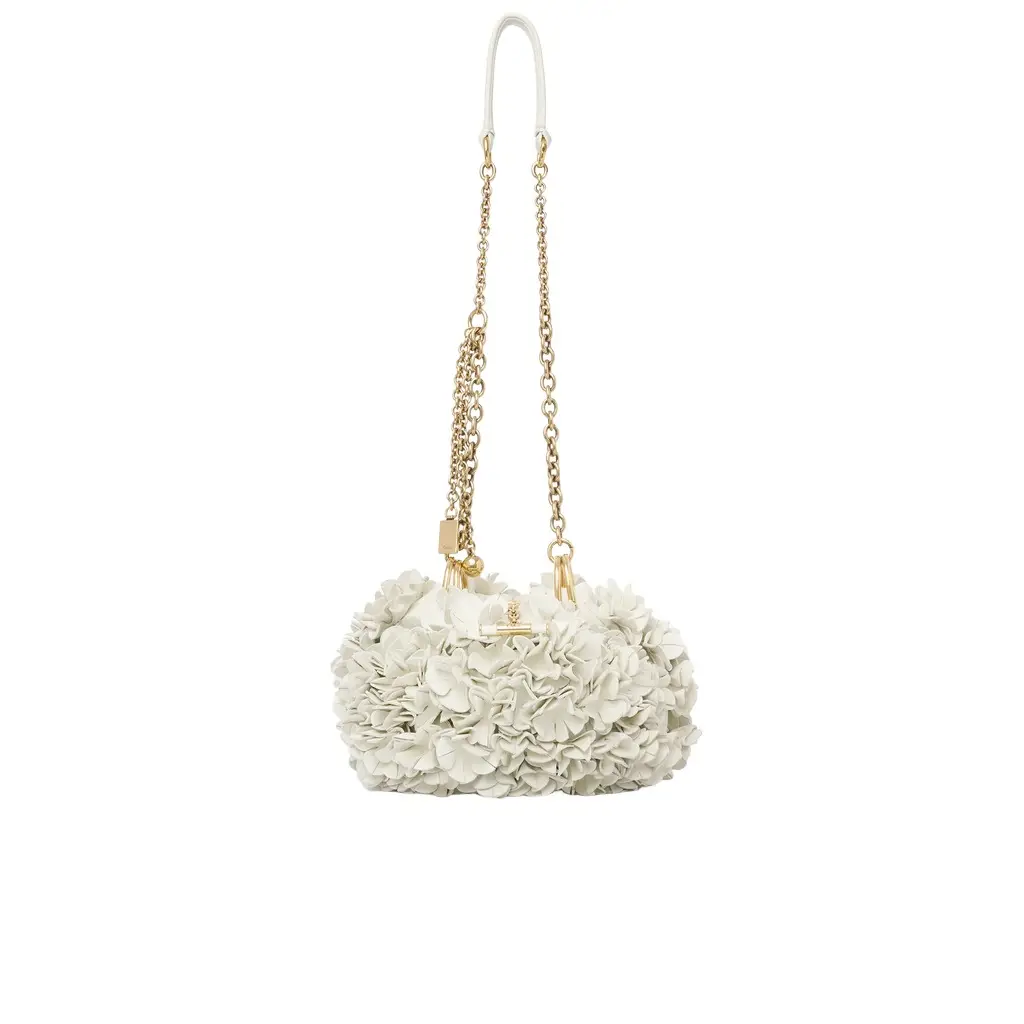 Chloé Plissé shoulder bag with chain in leather flowers Chloé Plissé shoulder bag with chain in leather flowers