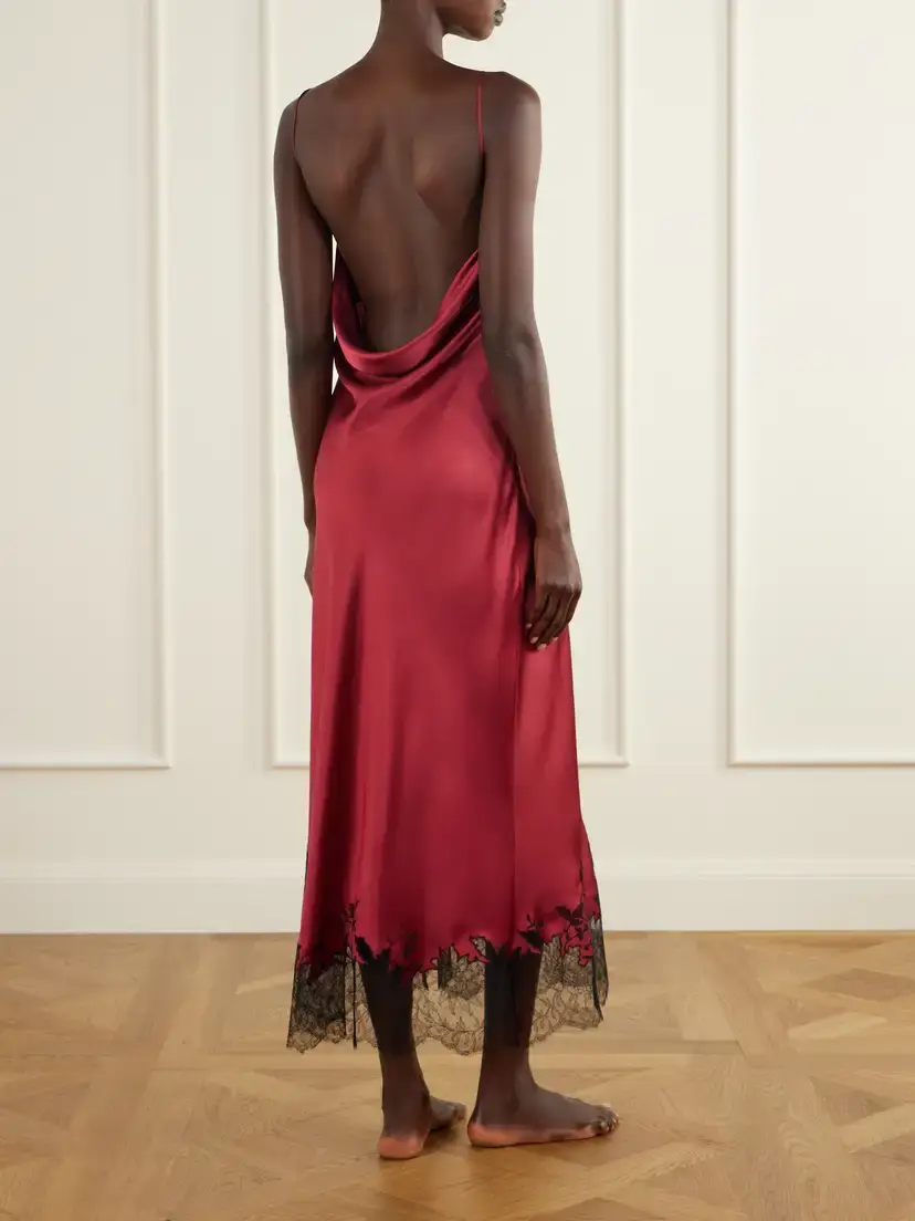 Carine Gilson Lace-trimmed Silk-satin Maxi Dress | Thumbnail 3 Carine Gilson Lace-trimmed Silk-satin Maxi Dress | Thumbnail 3
