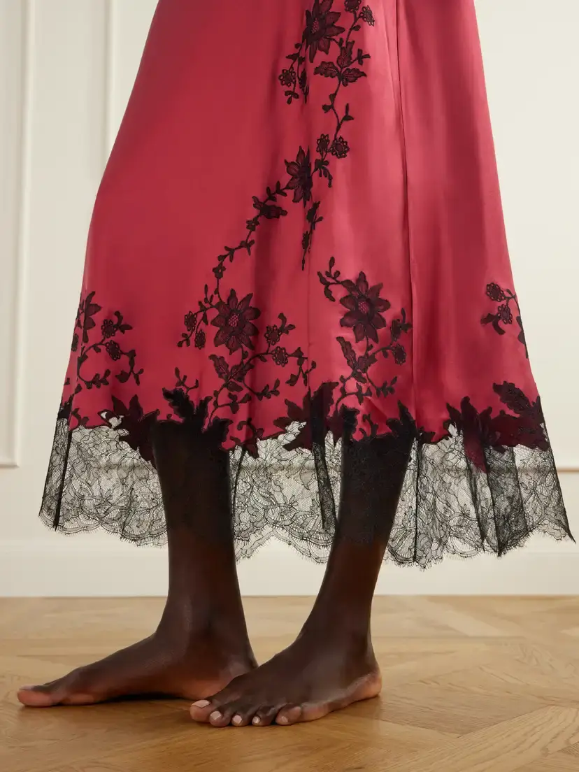 Carine Gilson Lace-trimmed Silk-satin Maxi Dress | Thumbnail 4 Carine Gilson Lace-trimmed Silk-satin Maxi Dress | Thumbnail 4