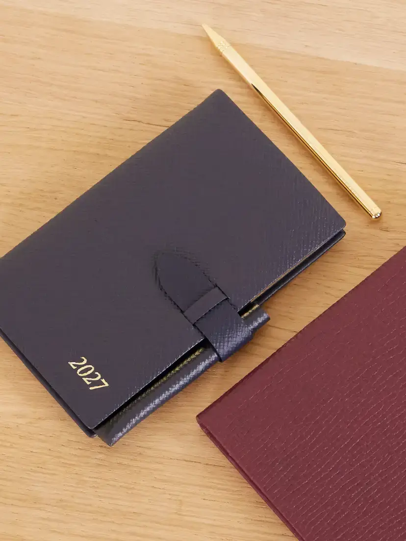 Smythson Pastegrain 2027 Panama Textured-leather Diary With Pencil - Blue | Thumbnail 2 Smythson Pastegrain 2027 Panama Textured-leather Diary With Pencil - Blue | Thumbnail 2