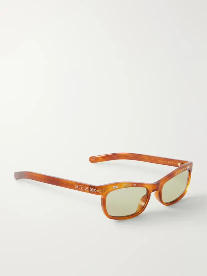 Valentino Eyewear Crystal-embellished Square-frame Recycled Tortoiseshell Acetate Sunglasses | Thumbnail 3 Valentino Eyewear Crystal-embellished Square-frame Recycled Tortoiseshell Acetate Sunglasses | Thumbnail 3