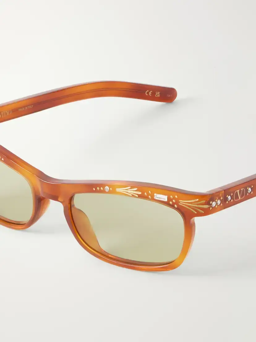 Valentino Eyewear Crystal-embellished Square-frame Recycled Tortoiseshell Acetate Sunglasses | Thumbnail 4 Valentino Eyewear Crystal-embellished Square-frame Recycled Tortoiseshell Acetate Sunglasses | Thumbnail 4