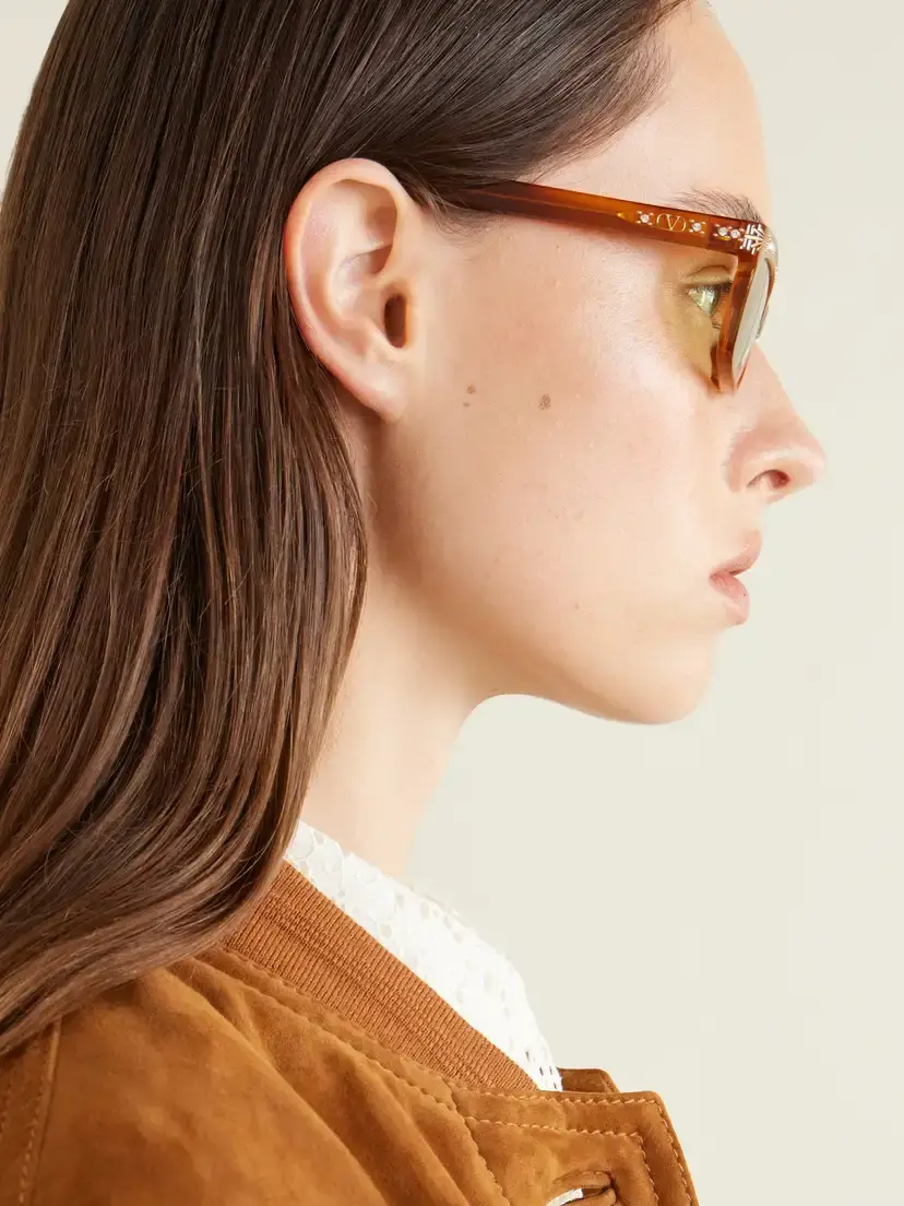 Valentino Eyewear Crystal-embellished Square-frame Recycled Tortoiseshell Acetate Sunglasses | Thumbnail 5 Valentino Eyewear Crystal-embellished Square-frame Recycled Tortoiseshell Acetate Sunglasses | Thumbnail 5