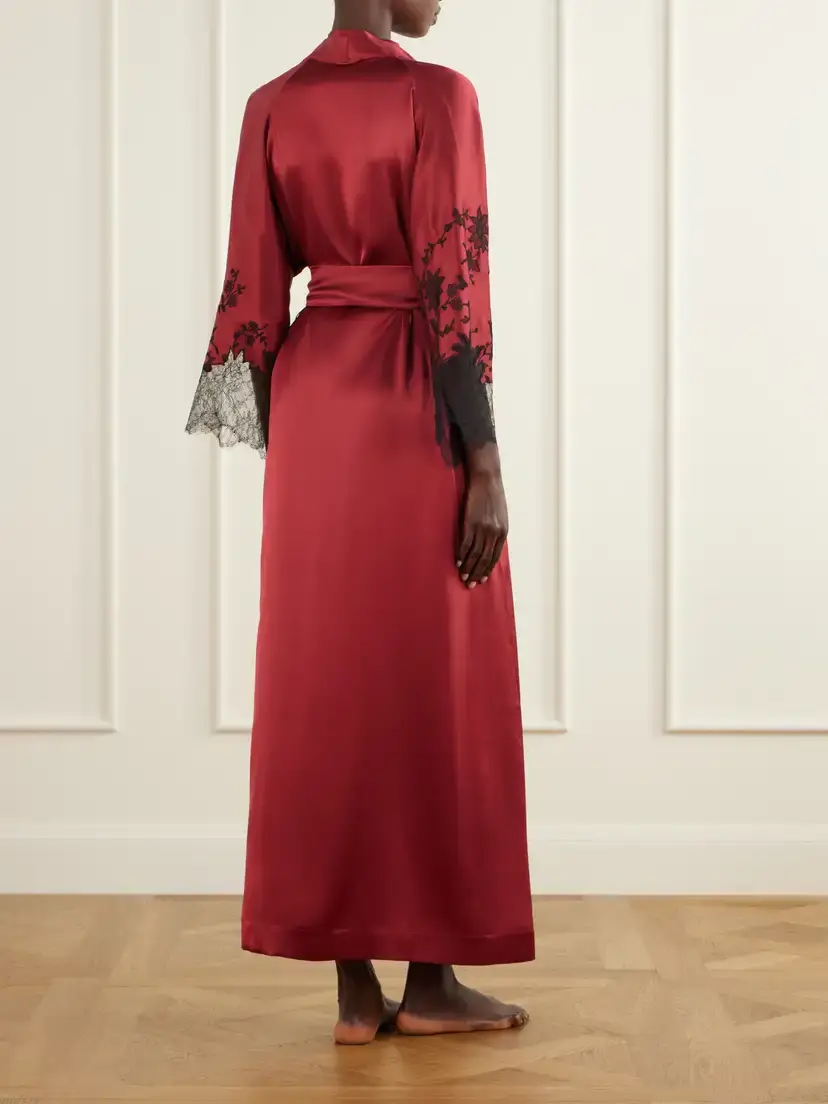 Carine Gilson Belted Lace-embroidered Silk-satin Robe | Thumbnail 3 Carine Gilson Belted Lace-embroidered Silk-satin Robe | Thumbnail 3