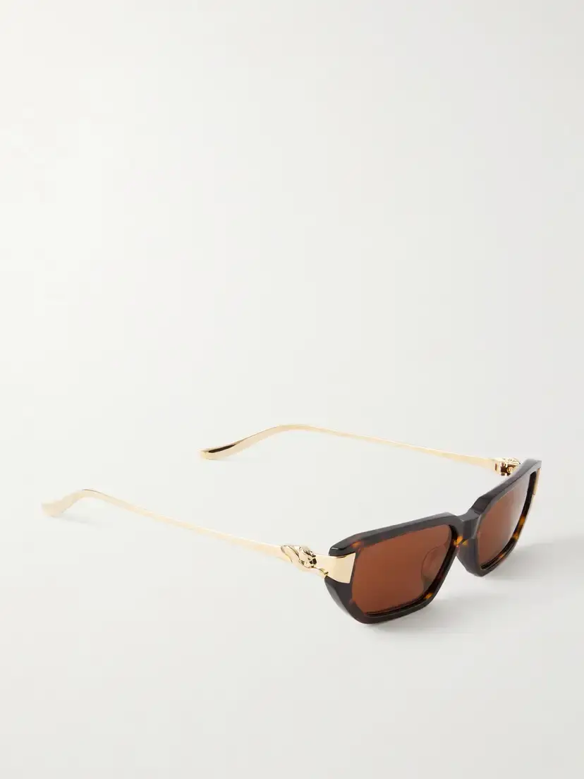 Cartier Eyewear Panthère De Cartier Rectangular-frame Recycled-acetate Gold-tone Sunglasses | Thumbnail 3 Cartier Eyewear Panthère De Cartier Rectangular-frame Recycled-acetate Gold-tone Sunglasses | Thumbnail 3
