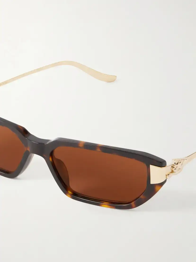 Cartier Eyewear Panthère De Cartier Rectangular-frame Recycled-acetate Gold-tone Sunglasses | Thumbnail 4 Cartier Eyewear Panthère De Cartier Rectangular-frame Recycled-acetate Gold-tone Sunglasses | Thumbnail 4