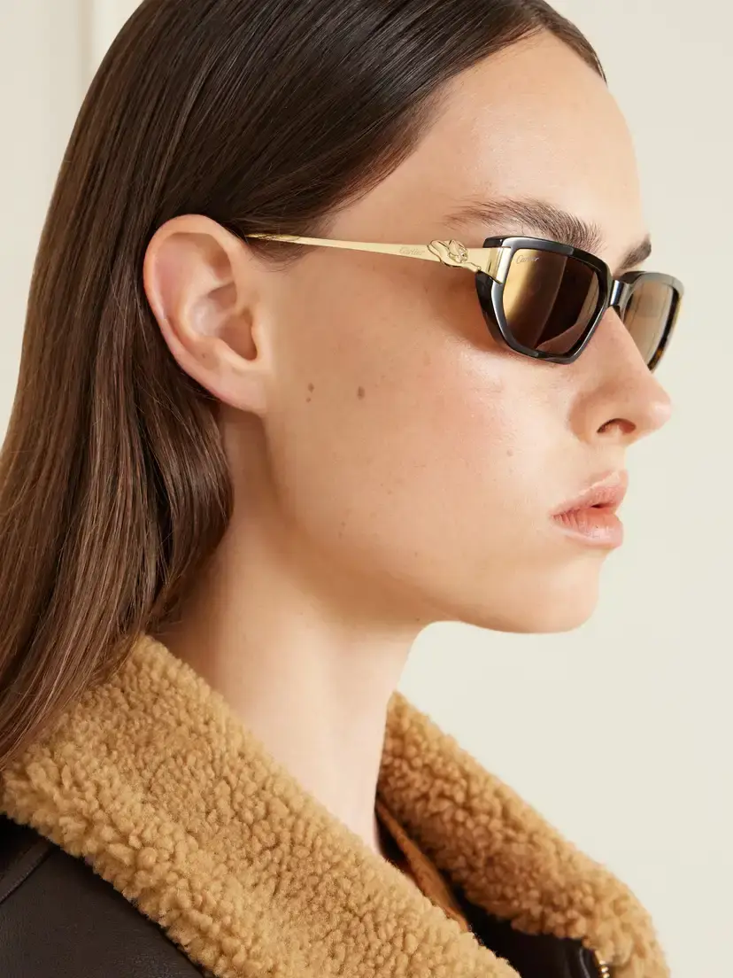 Cartier Eyewear Panthère De Cartier Rectangular-frame Recycled-acetate Gold-tone Sunglasses | Thumbnail 5 Cartier Eyewear Panthère De Cartier Rectangular-frame Recycled-acetate Gold-tone Sunglasses | Thumbnail 5