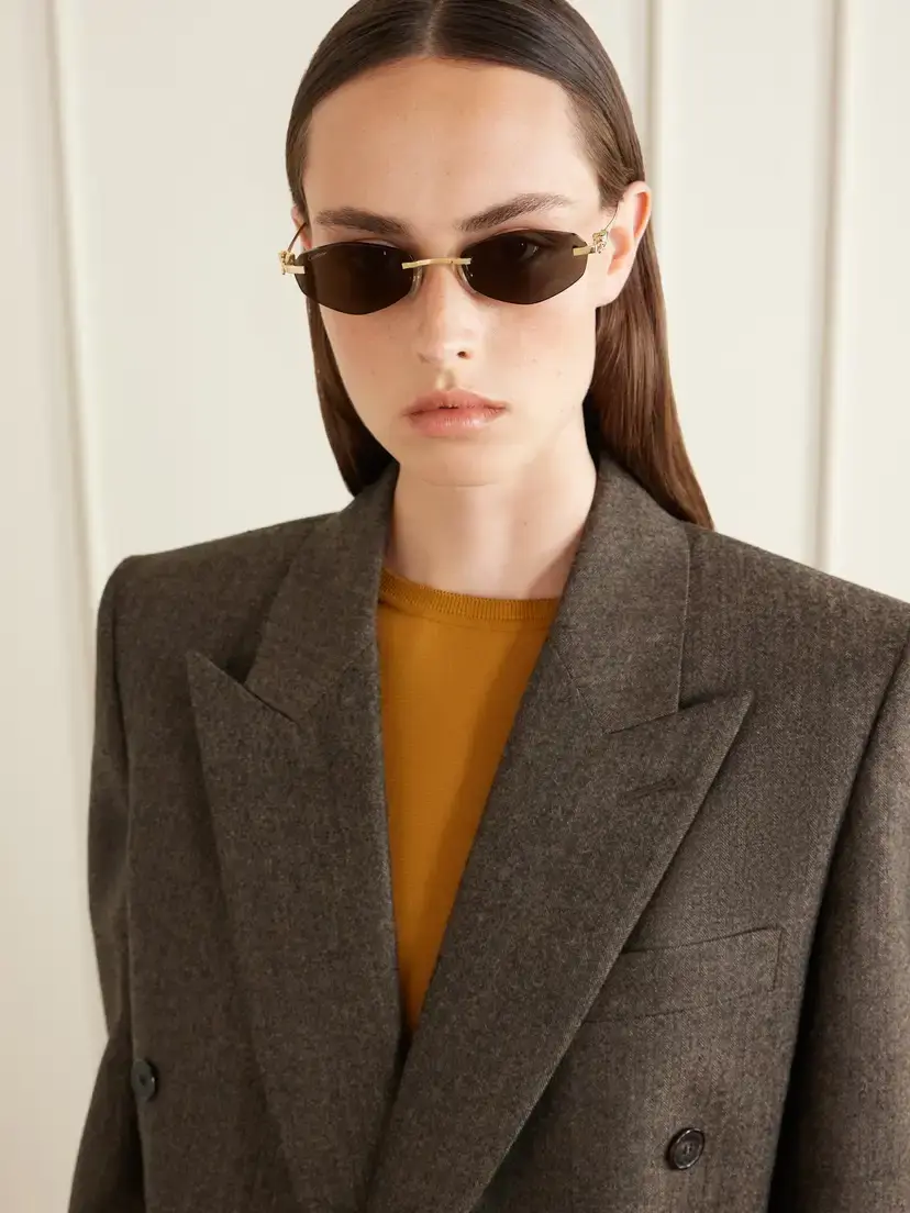 Cartier Eyewear Panthère De Cartier Round-frame Gold-tone Sunglasses | Thumbnail 2 Cartier Eyewear Panthère De Cartier Round-frame Gold-tone Sunglasses | Thumbnail 2