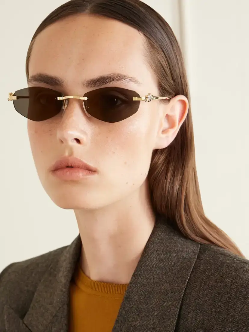 Cartier Eyewear Panthère De Cartier Round-frame Gold-tone Sunglasses | Thumbnail 5 Cartier Eyewear Panthère De Cartier Round-frame Gold-tone Sunglasses | Thumbnail 5