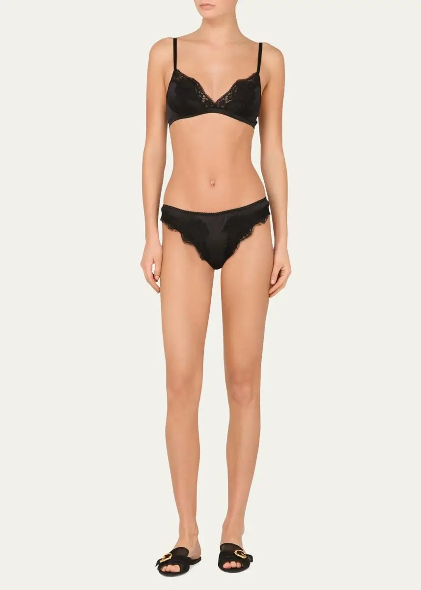 Dolce & Gabbana Satin Lace-Trim Soft Triangle Bra | Thumbnail 2 Dolce & Gabbana Satin Lace-Trim Soft Triangle Bra | Thumbnail 2