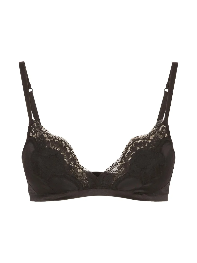 Satin Lace-Trim Soft Triangle Bra