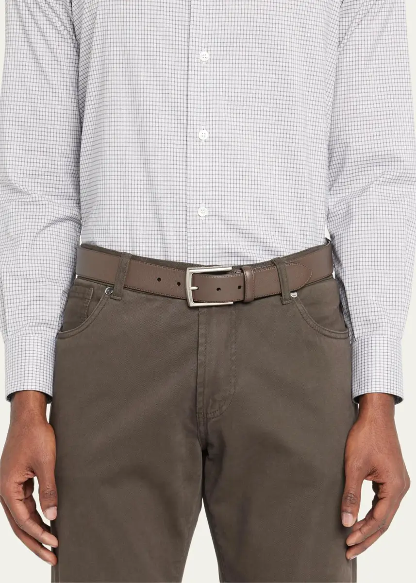 Simonnot Godard Men's Luma Matte Leather Belt | Thumbnail 2 Simonnot Godard Men's Luma Matte Leather Belt | Thumbnail 2