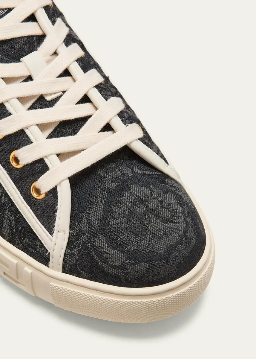 Versace Men's La Greca Baroque Canvas Low-Top Sneakers | Thumbnail 5 Versace Men's La Greca Baroque Canvas Low-Top Sneakers | Thumbnail 5