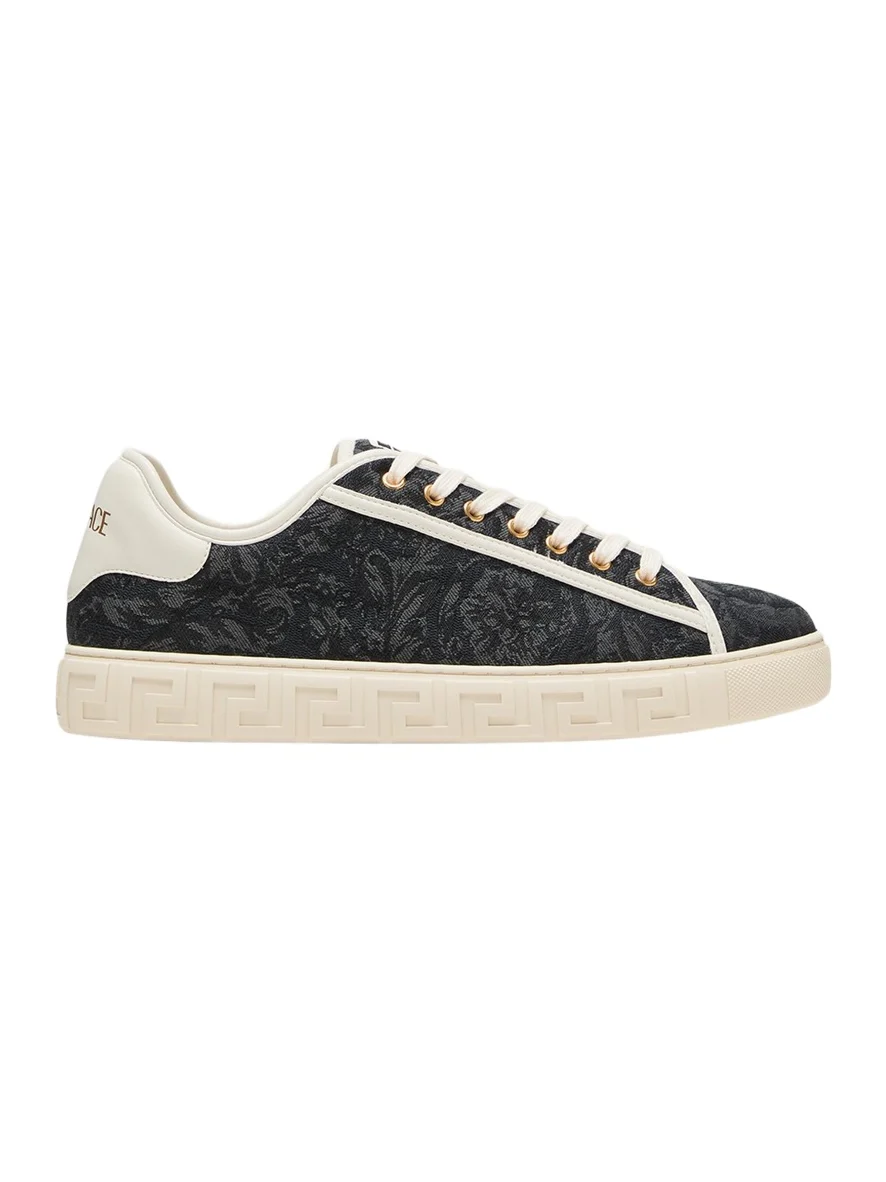 Men's La Greca Baroque Canvas Low-Top Sneakers Men's La Greca Baroque Canvas Low-Top Sneakers