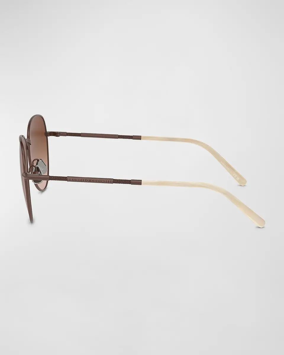 Brunello Cucinelli Oversized Titanium & Plastic Aviator Sunglasses | Thumbnail 2 Brunello Cucinelli Oversized Titanium & Plastic Aviator Sunglasses | Thumbnail 2