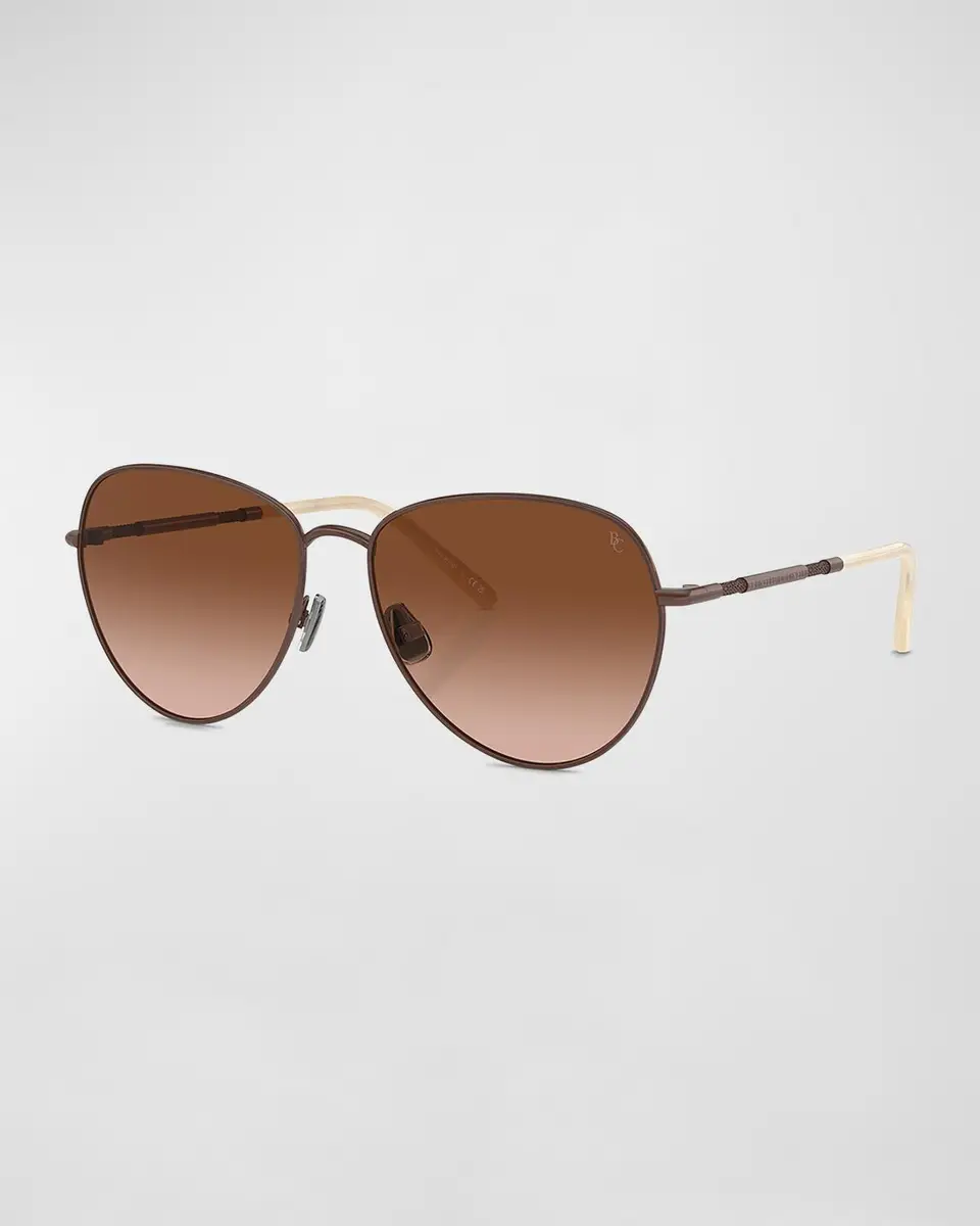 Brunello Cucinelli Oversized Titanium & Plastic Aviator Sunglasses | Thumbnail 3 Brunello Cucinelli Oversized Titanium & Plastic Aviator Sunglasses | Thumbnail 3