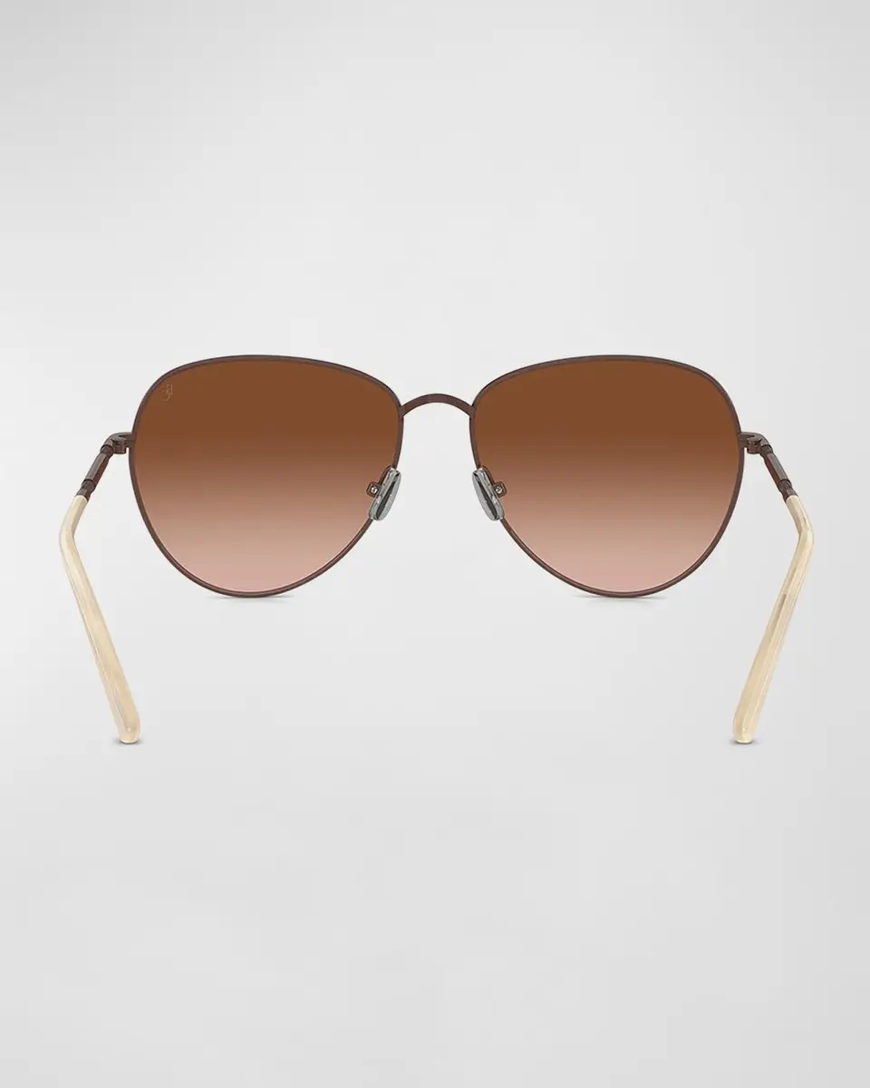 Brunello Cucinelli Oversized Titanium & Plastic Aviator Sunglasses | Thumbnail 4 Brunello Cucinelli Oversized Titanium & Plastic Aviator Sunglasses | Thumbnail 4
