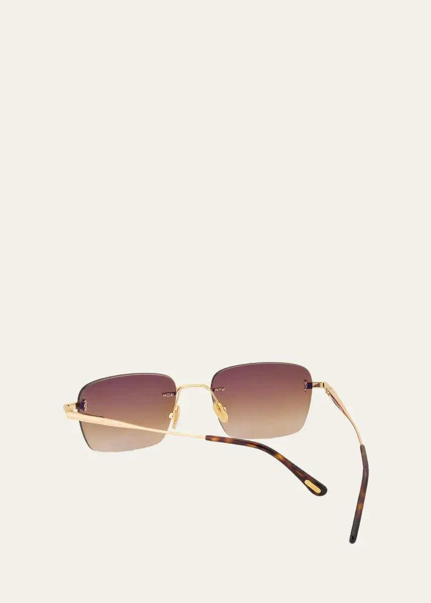 Tom Ford Men's Jake Rimless Rectangular Metal Sunglasses | Thumbnail 2
