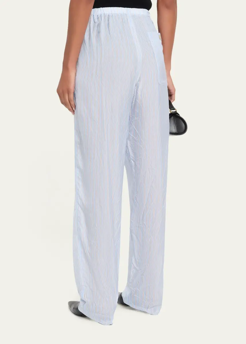 Dries Van Noten Men's Penny Stripe Cupro Straight-Leg Trousers | Thumbnail 3