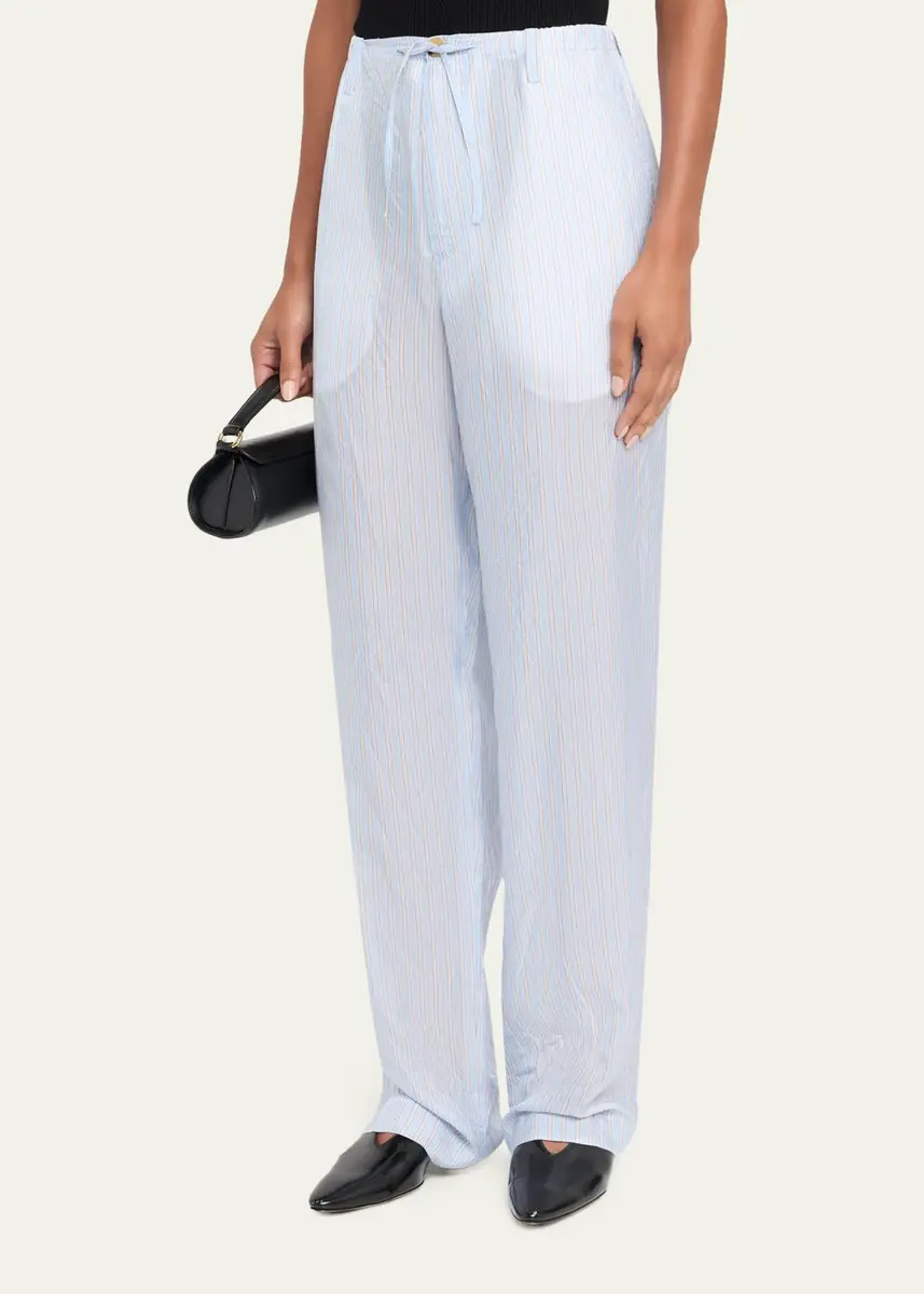 Dries Van Noten Men's Penny Stripe Cupro Straight-Leg Trousers | Thumbnail 4
