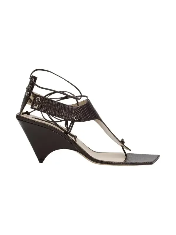 CHRISTEN 75mm Edge Lizard-Embossed Leather Ankle-Tie Sandals