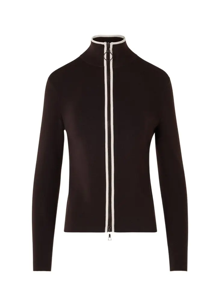 Akris punto Merino Wool Knit Zip Cardigan | Image 1 Akris punto Merino Wool Knit Zip Cardigan | Image 1