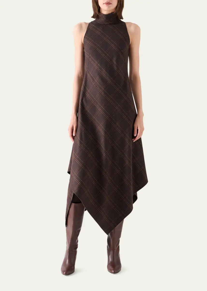 Akris punto Blanket Check Wool-Blend Flannel Midi Dress | Thumbnail 4 Akris punto Blanket Check Wool-Blend Flannel Midi Dress | Thumbnail 4