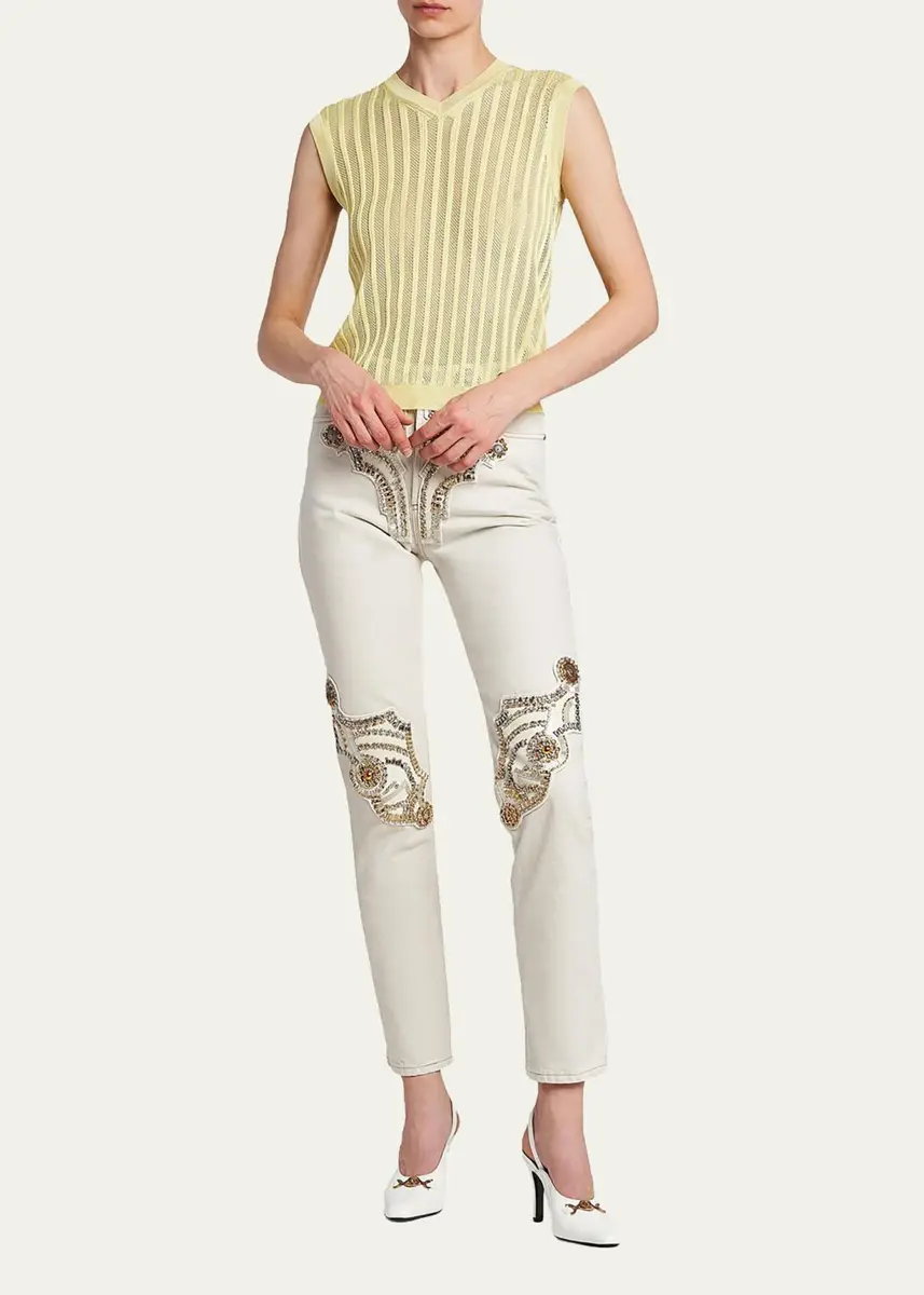 Versace La Vacanza Mesh Rib-Knit Sweater Vest | Thumbnail 2