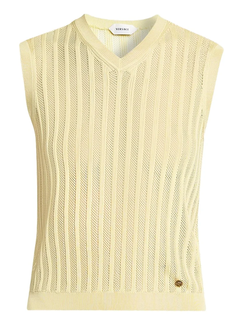 La Vacanza Mesh Rib-Knit Sweater Vest La Vacanza Mesh Rib-Knit Sweater Vest