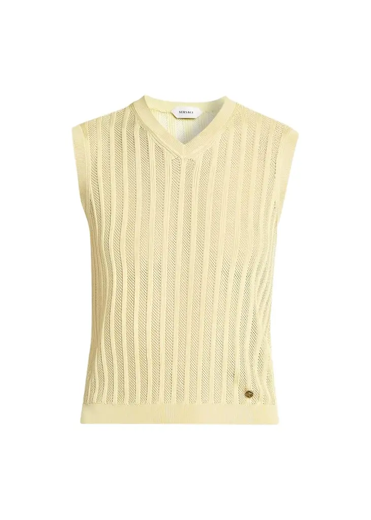 Versace La Vacanza Mesh Rib-Knit Sweater Vest | Image 1 Versace La Vacanza Mesh Rib-Knit Sweater Vest | Image 1