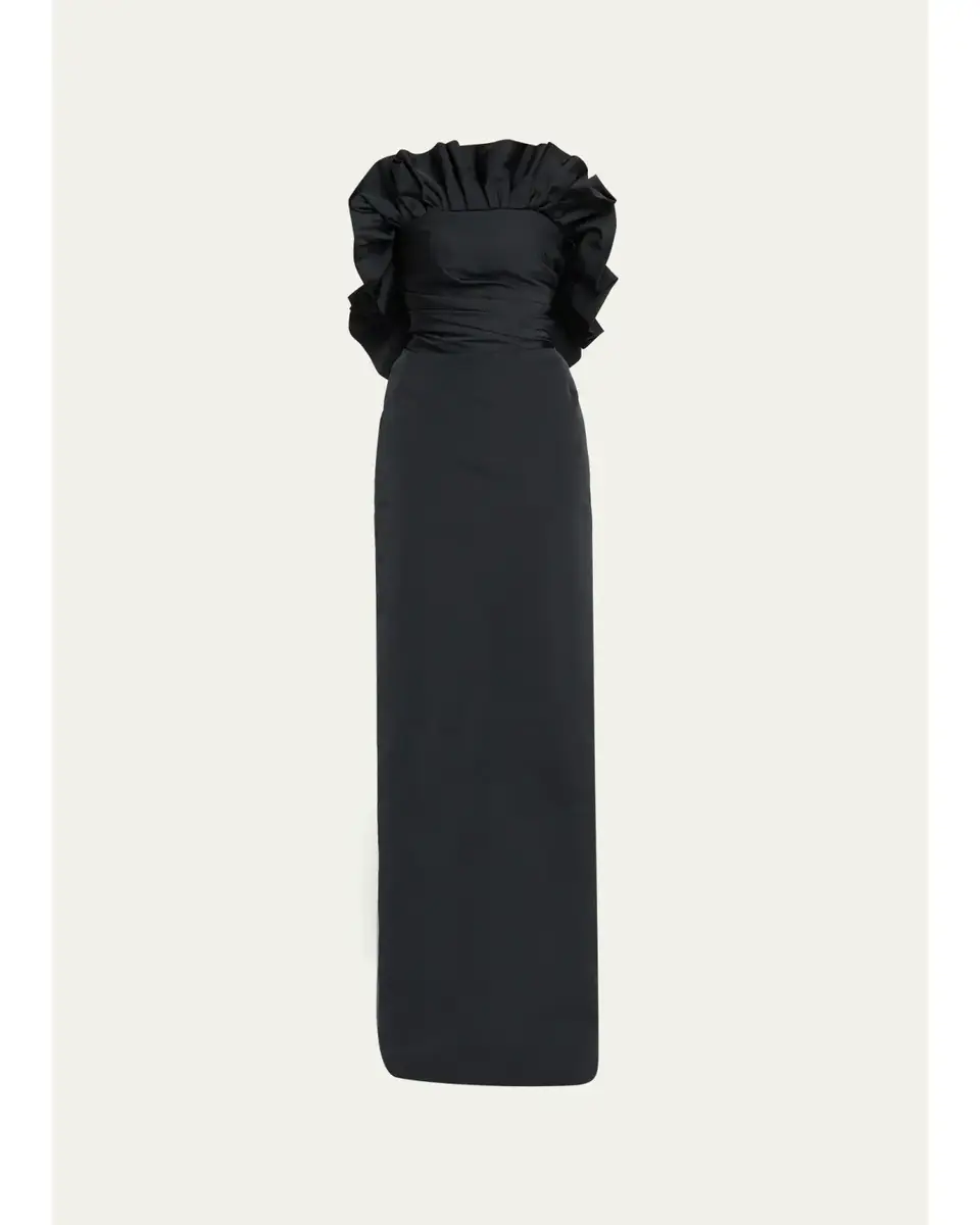 Atelier Prabal Gurung Strapless Ruffle Faille Column Gown | Image 1 Atelier Prabal Gurung Strapless Ruffle Faille Column Gown | Image 1