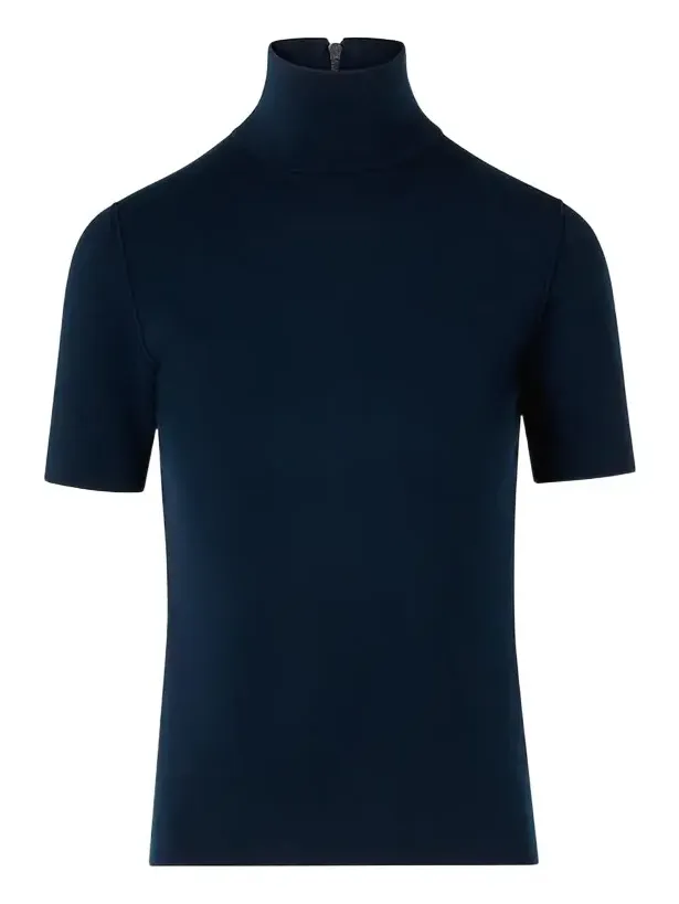 Mock Turtleneck Stretch Wool Top