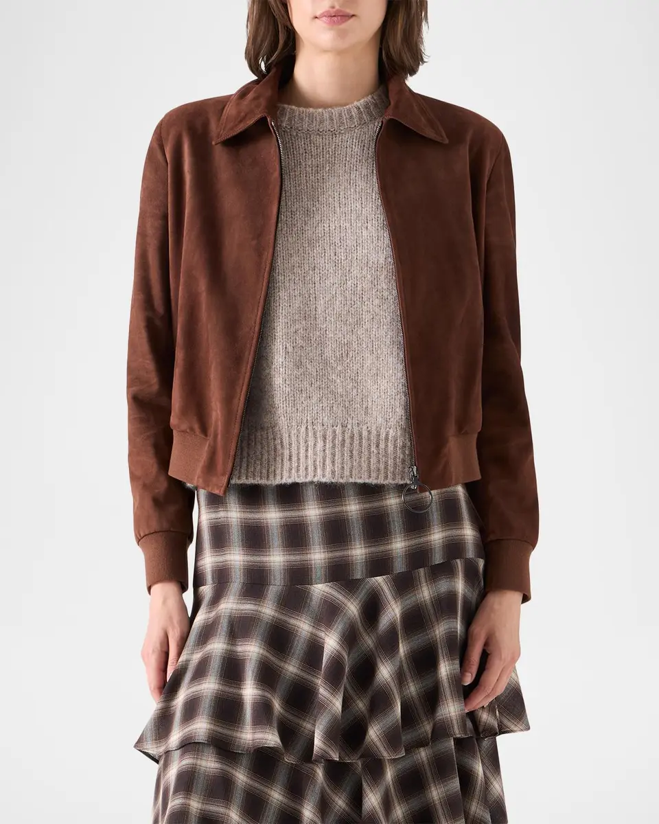 Akris punto Suede Bomber Short Jacket | Thumbnail 4