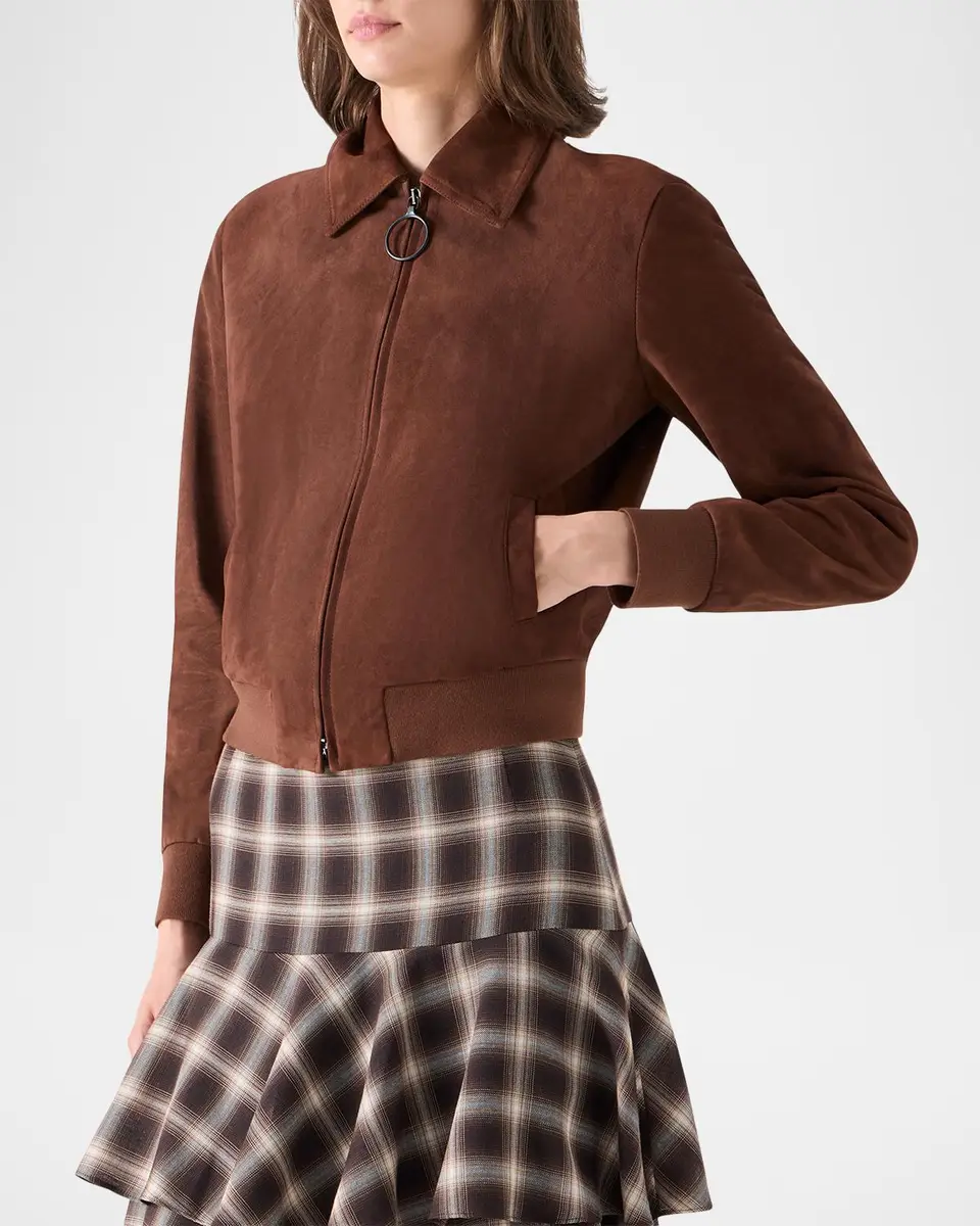 Akris punto Suede Bomber Short Jacket | Thumbnail 6