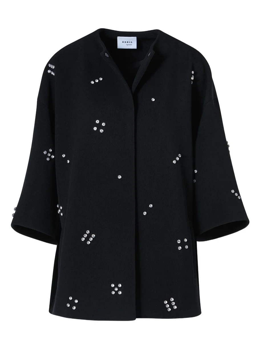 Akris punto Diamond Dice Dot Wool Car Coat