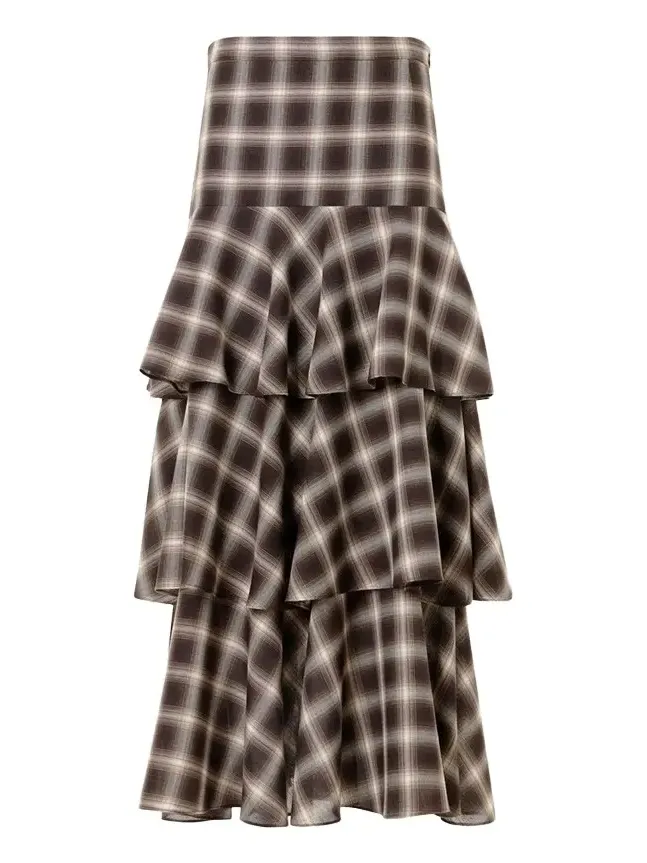 Shelley Plaid Techno Wool-Blend Midi Skirt