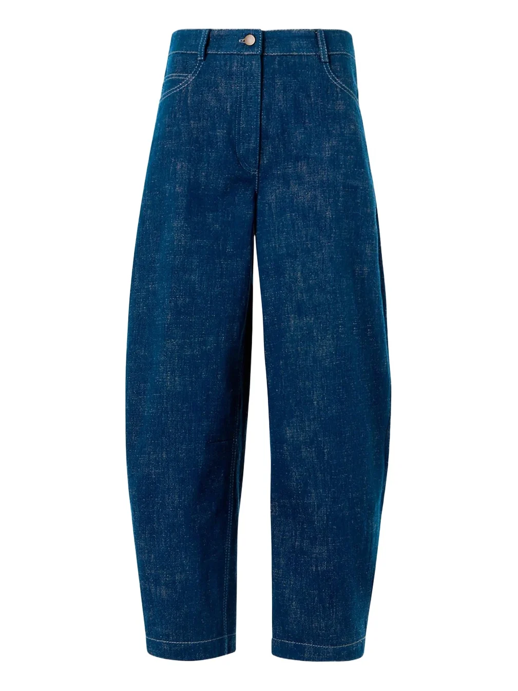 Mid-Rise Denim Barrel-Leg Ankle Trousers Mid-Rise Denim Barrel-Leg Ankle Trousers