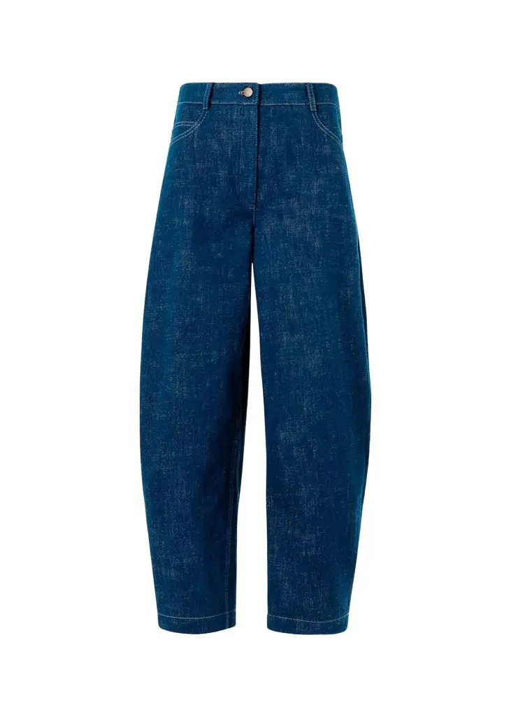Akris punto Mid-Rise Denim Barrel-Leg Ankle Trousers | Image 1 Akris punto Mid-Rise Denim Barrel-Leg Ankle Trousers | Image 1
