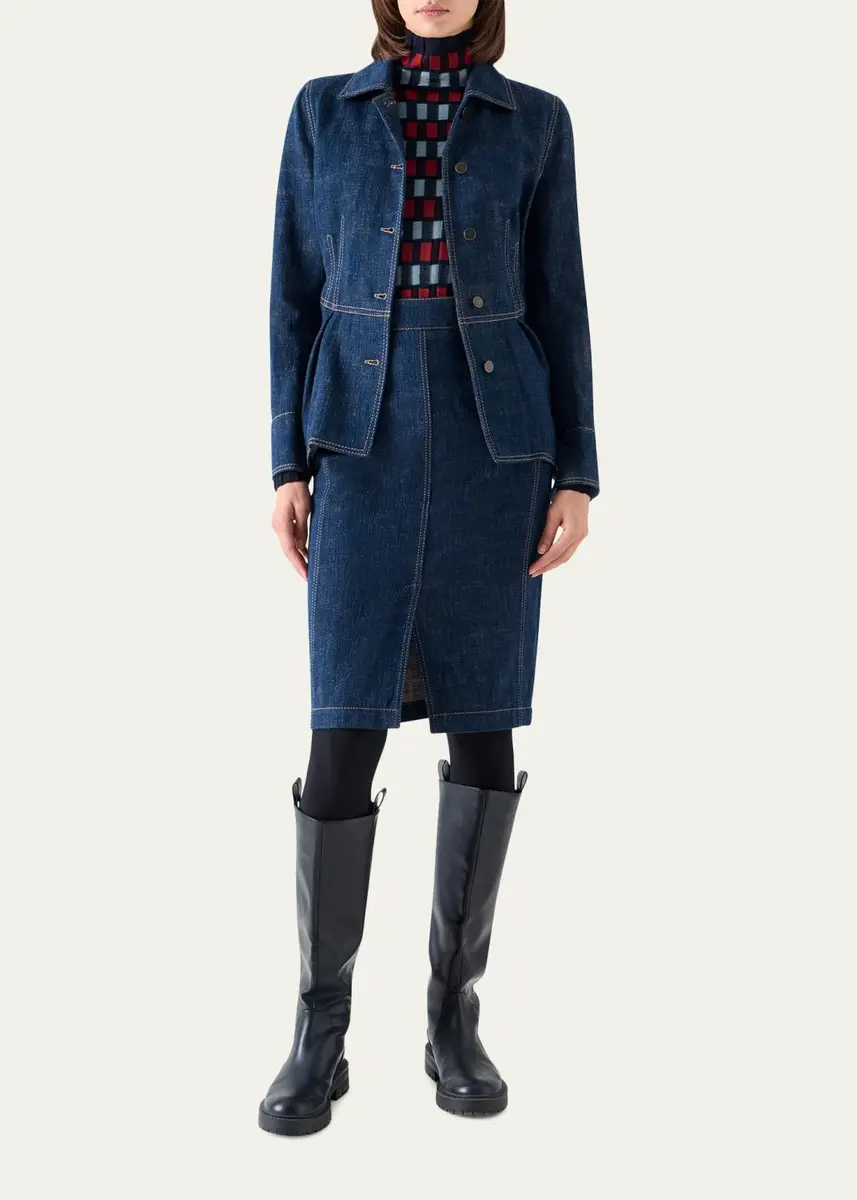 Akris punto Brushed Denim Jacket | Thumbnail 2 Akris punto Brushed Denim Jacket | Thumbnail 2