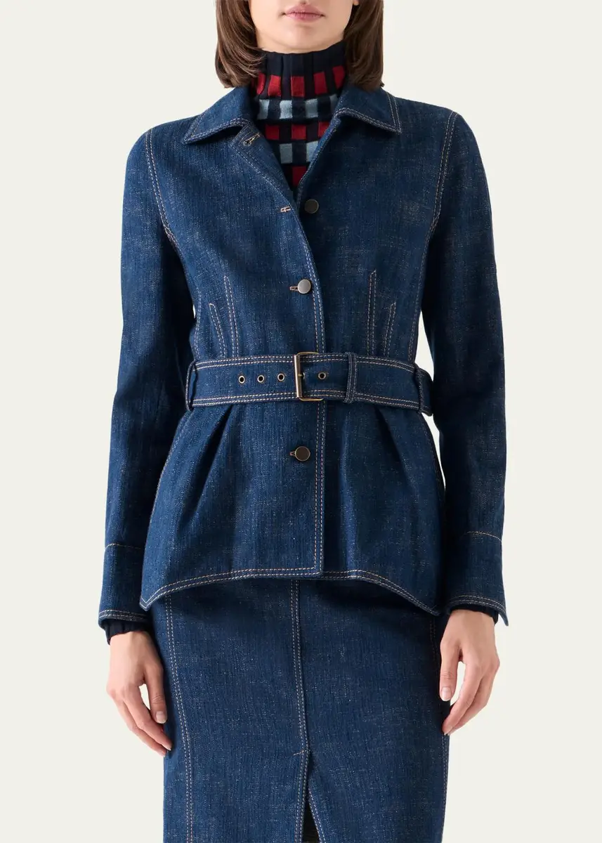 Akris punto Brushed Denim Jacket | Thumbnail 4 Akris punto Brushed Denim Jacket | Thumbnail 4