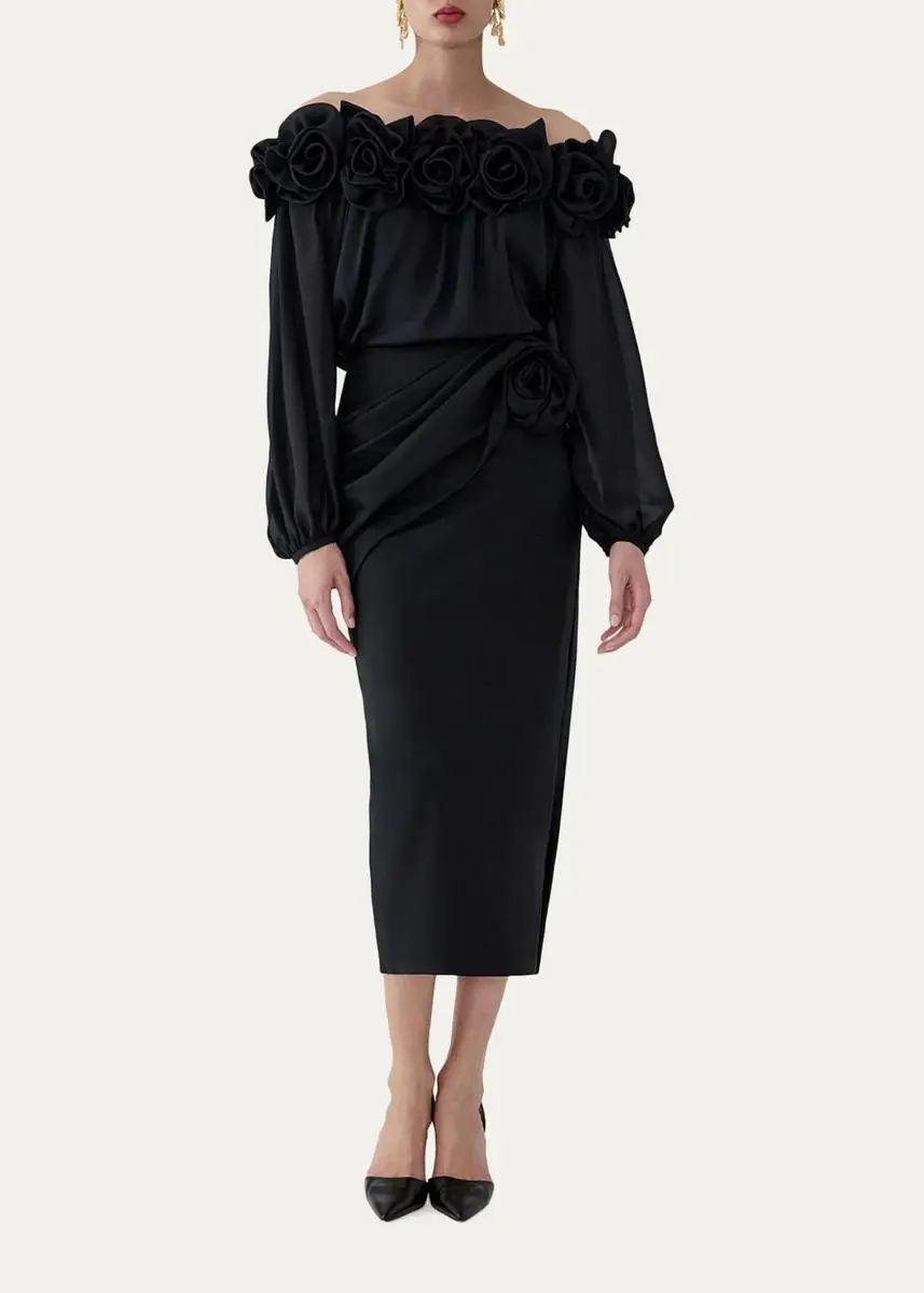 Carolina Herrera Rosette Off-the-Shoulder Blouse | Thumbnail 2 Carolina Herrera Rosette Off-the-Shoulder Blouse | Thumbnail 2