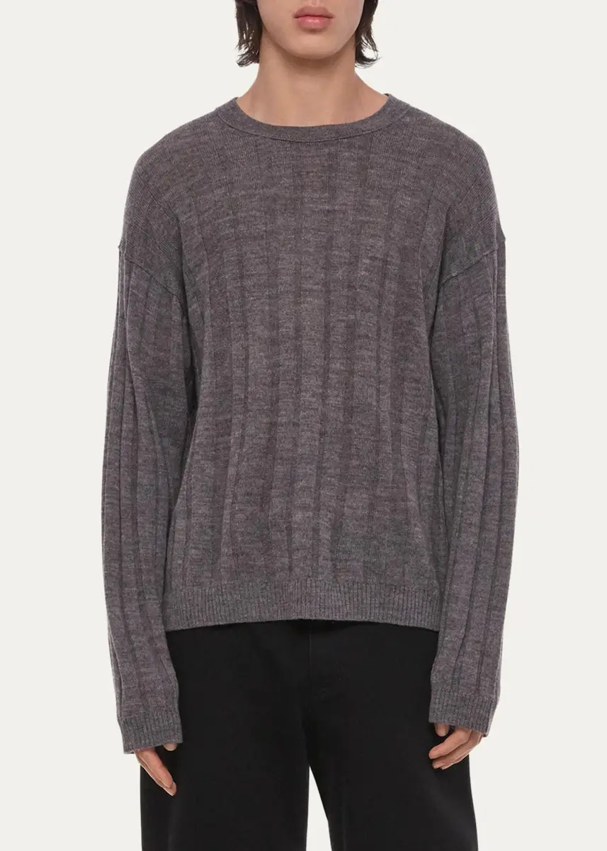 Helmut Lang Men's Wide-Rib Wool and Nylon Crewneck Sweater | Thumbnail 4