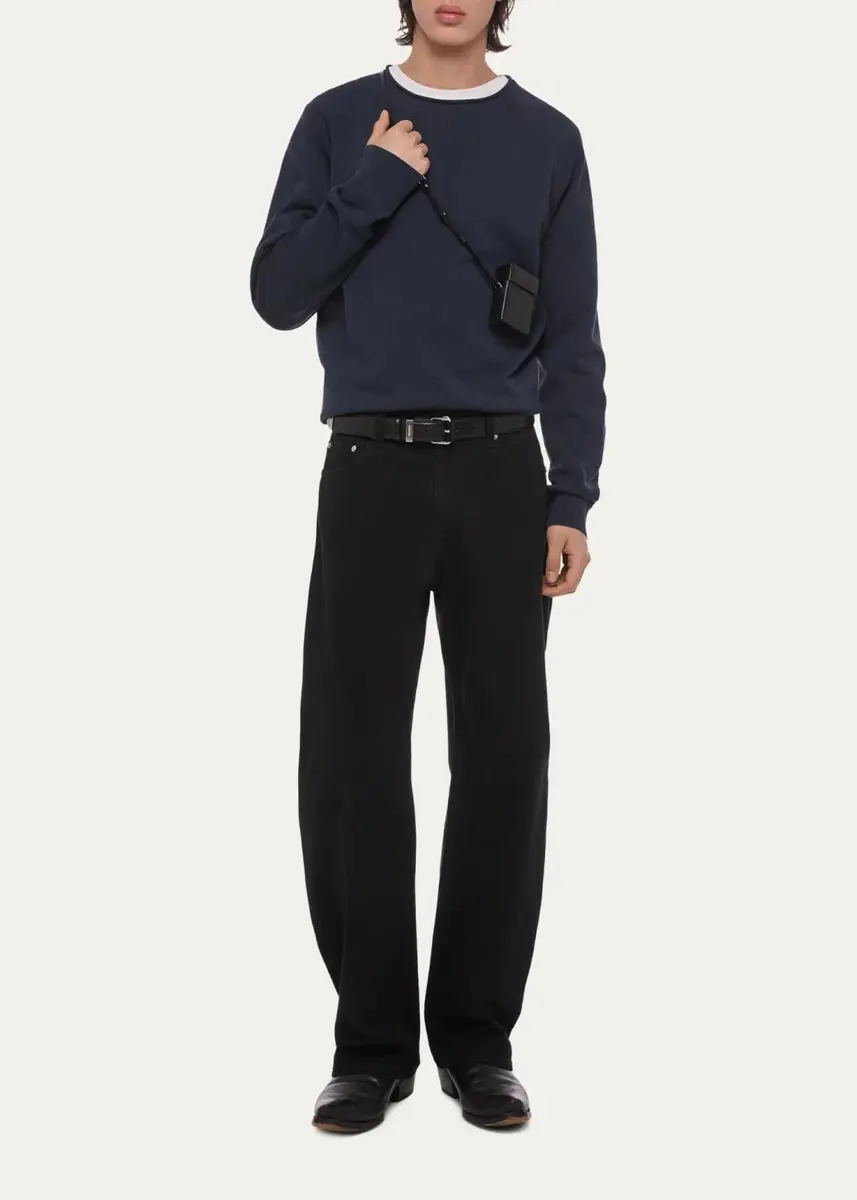 Helmut Lang Men's Cotton Raw-Edge Crewneck Sweater | Thumbnail 2