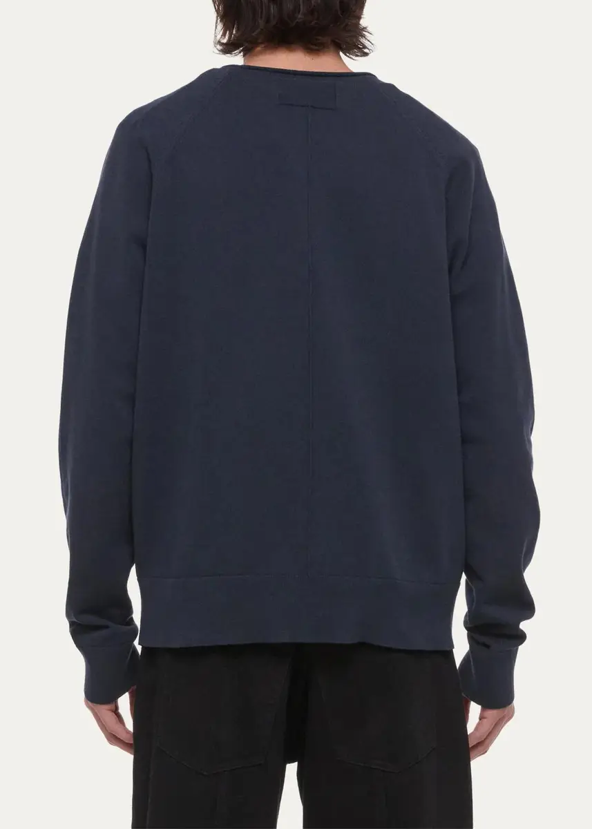 Helmut Lang Men's Cotton Raw-Edge Crewneck Sweater | Thumbnail 3