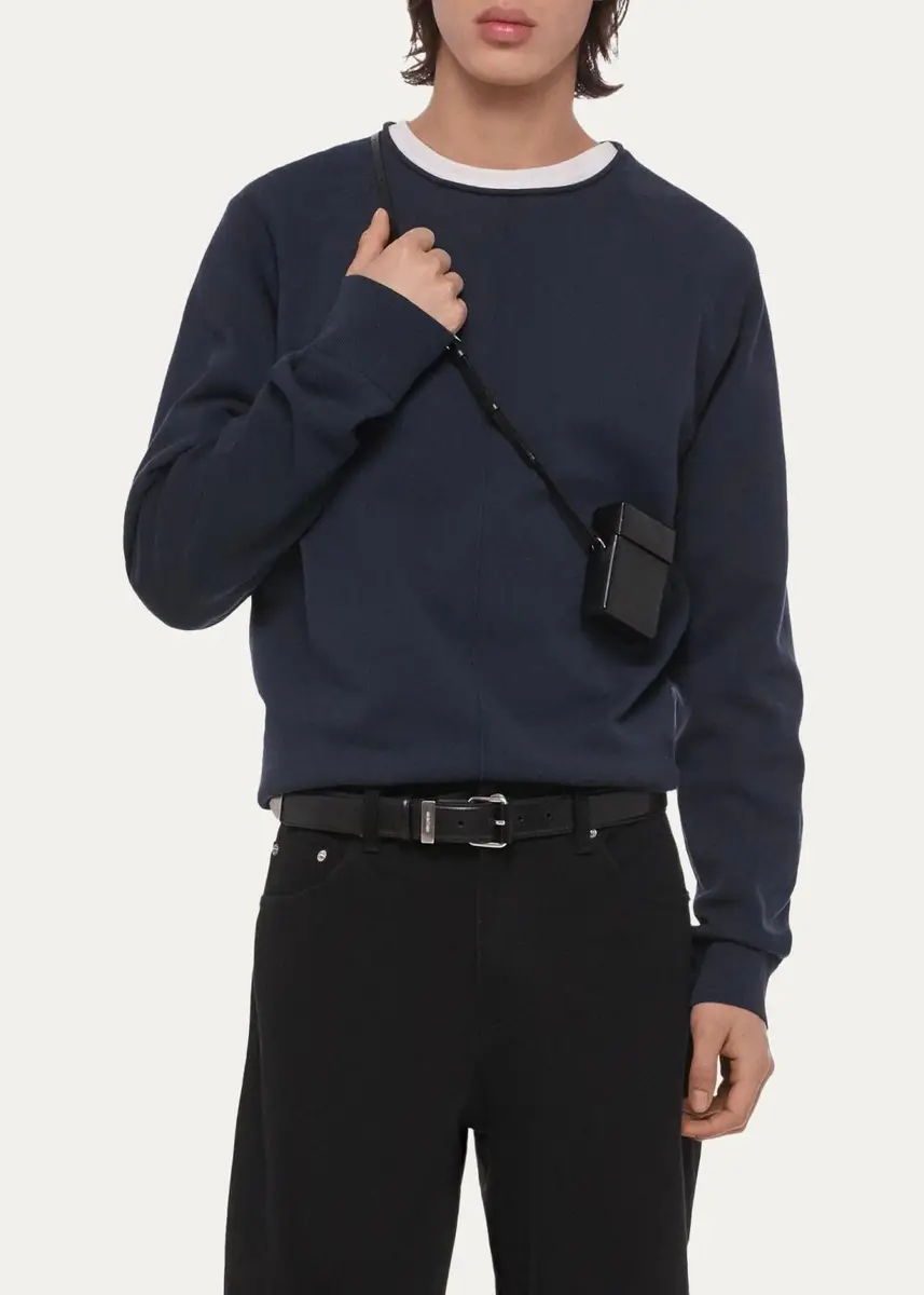 Helmut Lang Men's Cotton Raw-Edge Crewneck Sweater | Thumbnail 4