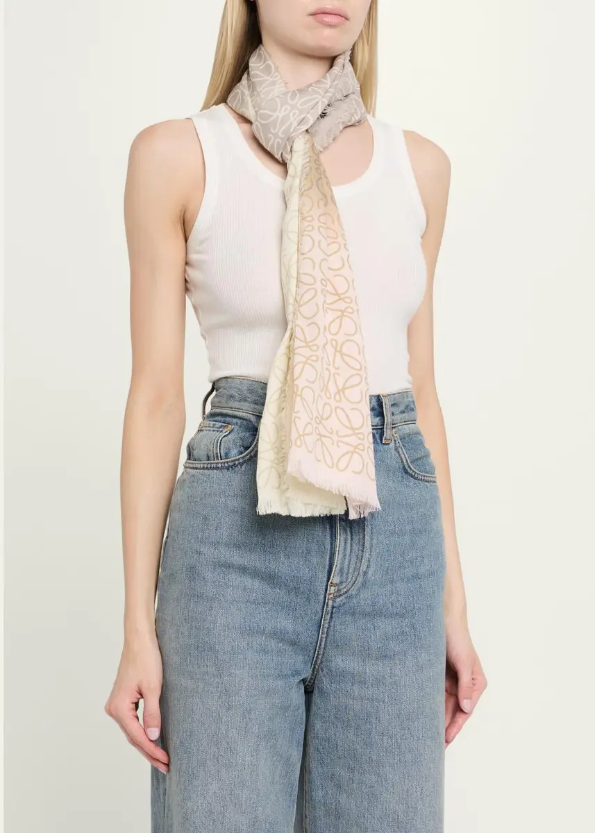 Loewe Anagram Wool Silk Scarf | Thumbnail 4
