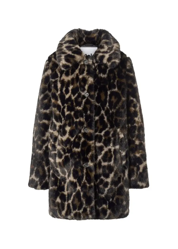 Molo Girl's Hera Leopard Faux Fur Jacket, Size 4-7 | Image 1 Molo Girl's Hera Leopard Faux Fur Jacket, Size 4-7 | Image 1
