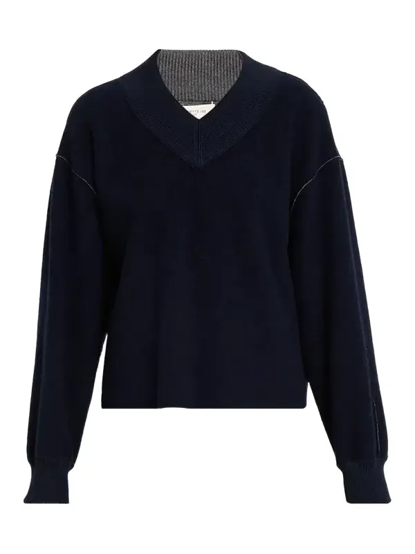 V-Neck Reversible Knit Sweater