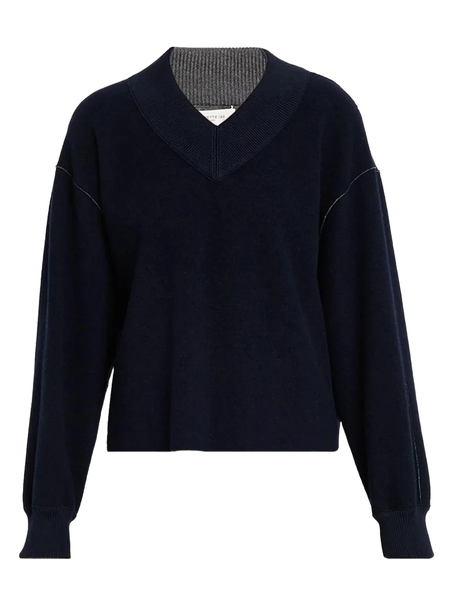 V-Neck Reversible Knit Sweater