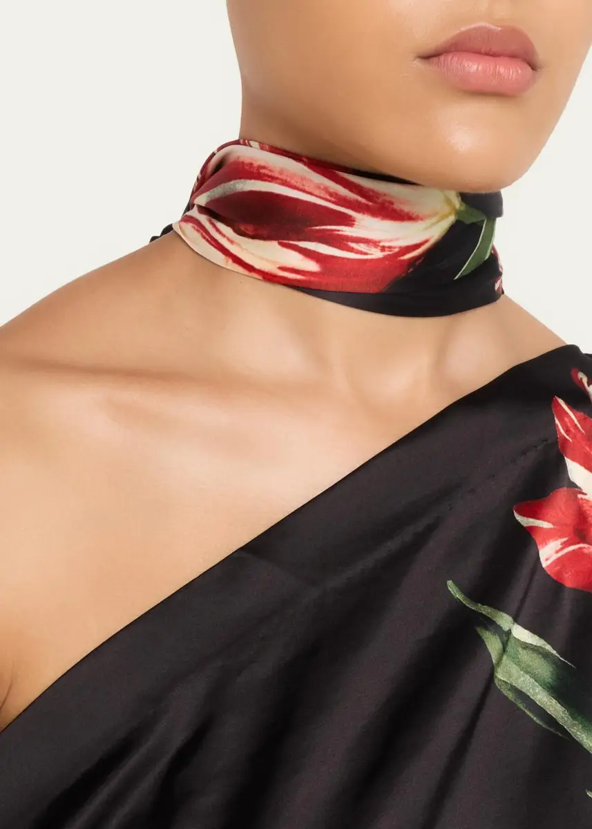 Alice + Olivia Rita Draped Floral One-Shoulder Crop Top | Thumbnail 5